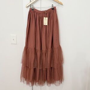 Mia Joy Joyfolie Ada Tulle Maxi Skirt Apple Butter Size 14